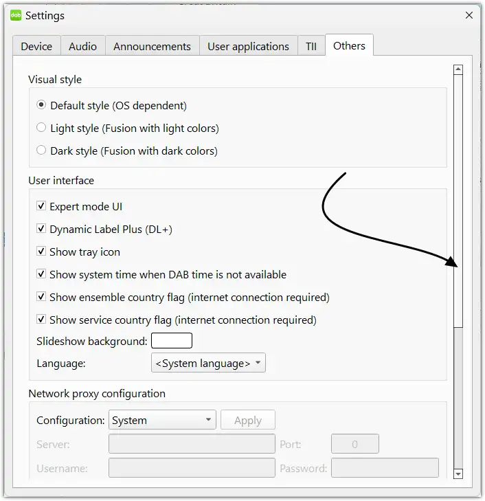 Resizing the settings widget Resizing the settings widget