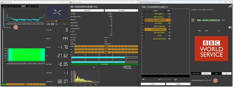 Qt-DAB-6.5Beta with TII in the spectrumscope