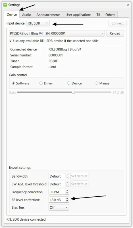 RF level correction for RTLSDR RF level correction for RTLSDR