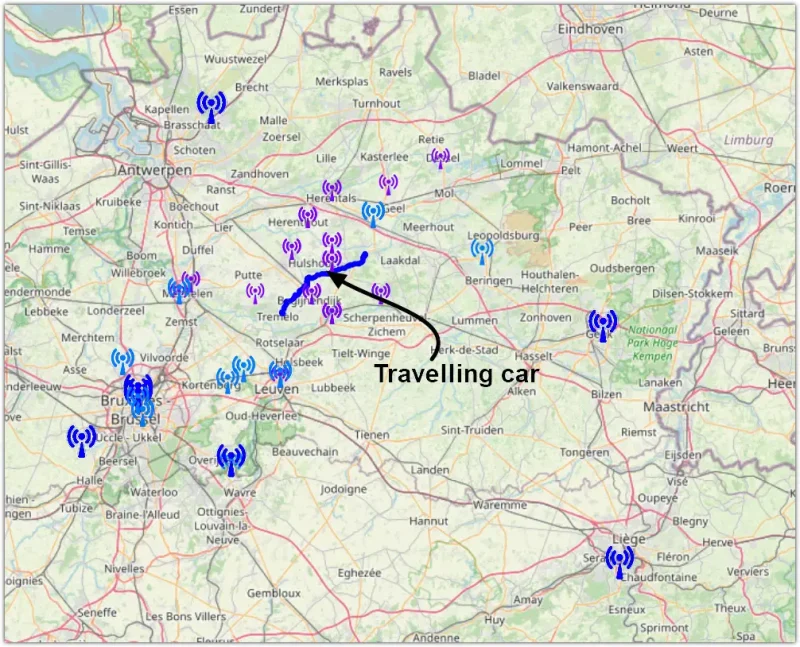 Logging in a travelling car