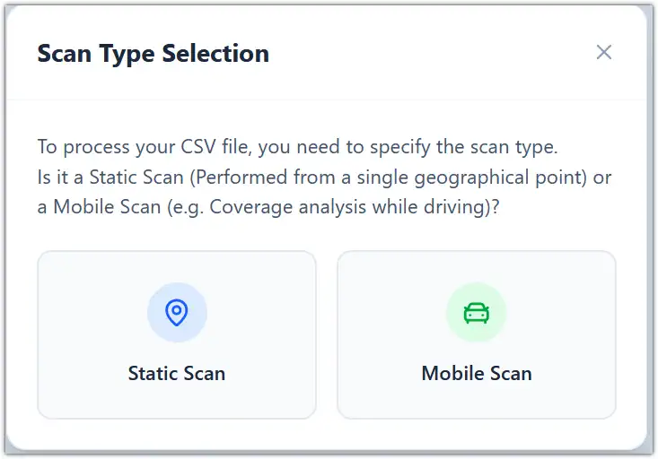 Static or mobile scan Static or mobile scan