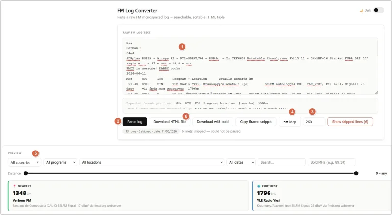 FM Log Converter interface FM Log Converter interface