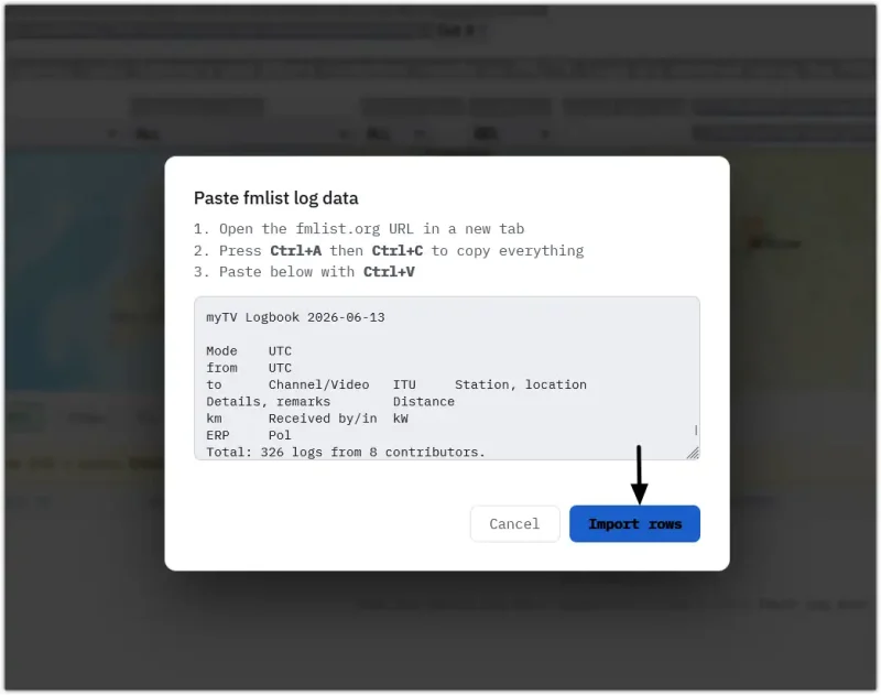 Paste log data Paste log data